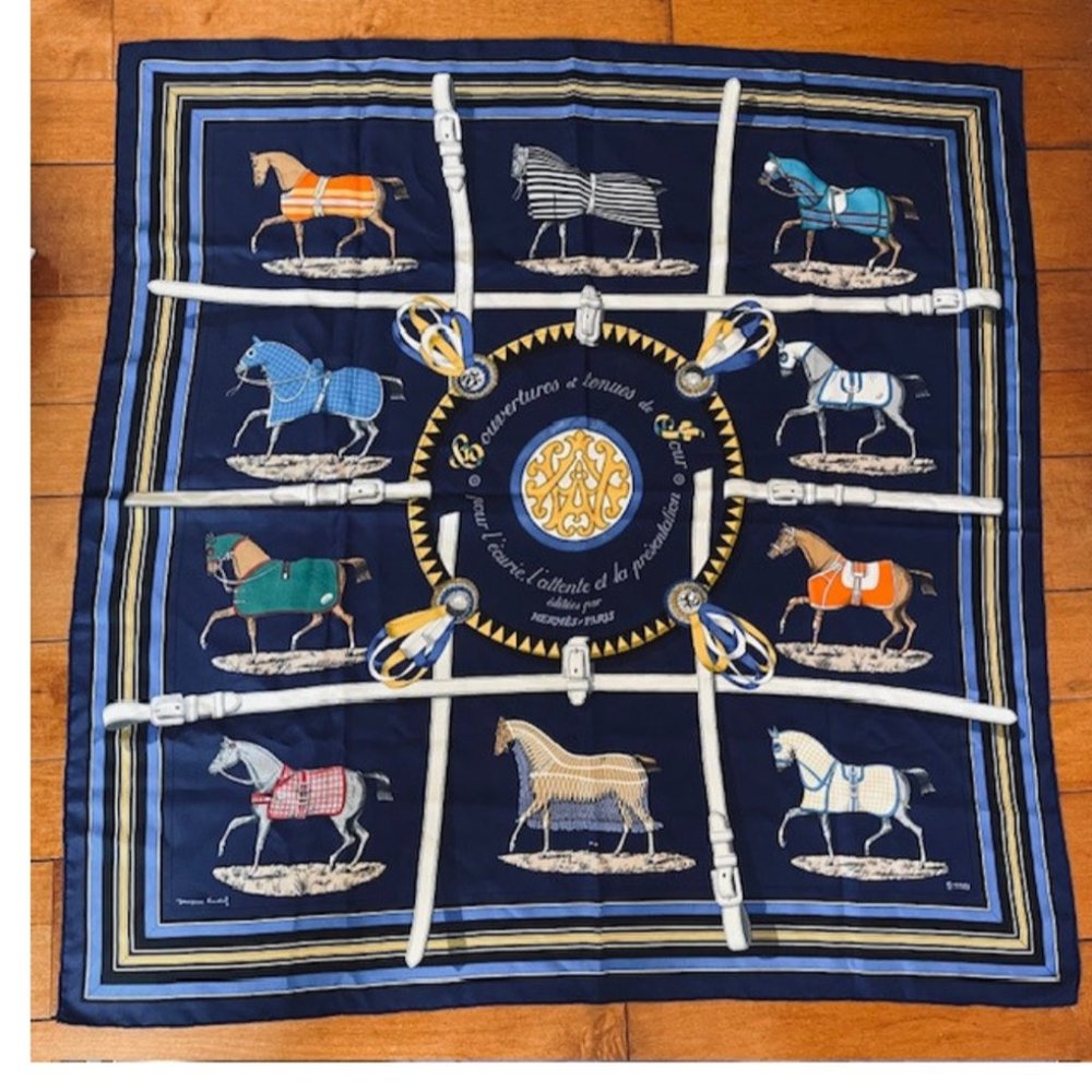 Hermes Silk Carre, Couvertures Et Tenues De Jour by Jacques Endel 90CM square